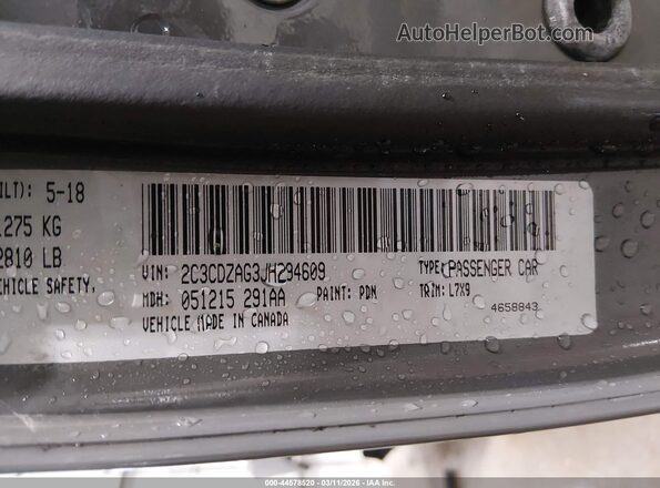 2C3CDZAG3JH294609 2018 DODGE CHALLENGER Серый Вид подкапотного пространства