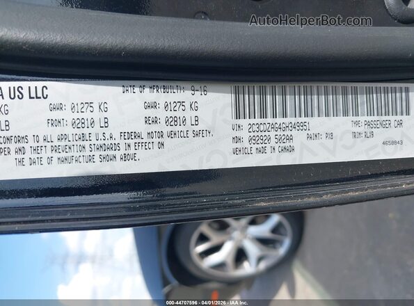 2C3CDZAG4GH349951 2016 DODGE CHALLENGER Черный Вид подкапотного пространства