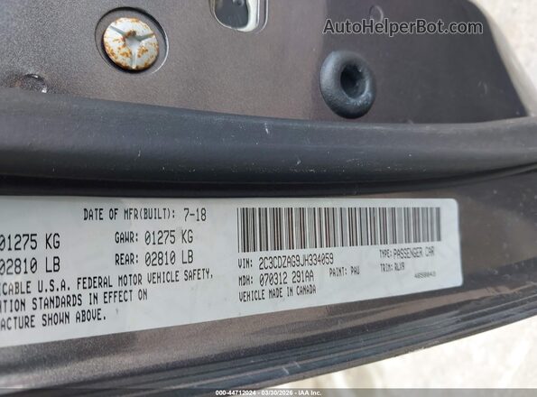 2C3CDZAG9JH334059 2018 DODGE CHALLENGER Серый Вид подкапотного пространства
