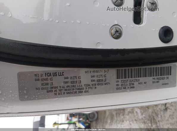 2C3CDZFJ3JH127610 2018 DODGE CHALLENGER Белый Вид подкапотного пространства
