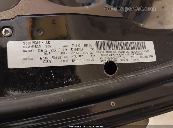 2C4RC1BG2GR291017 2016 CHRYSLER TOWN & COUNTRY Black ძრავის განყოფილების ხედი