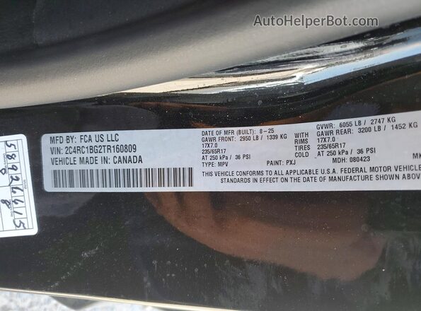2C4RC1BG2TR160809 2026 CHRYSLER PACIFICA Black Widok naklejki z numerem VIN
