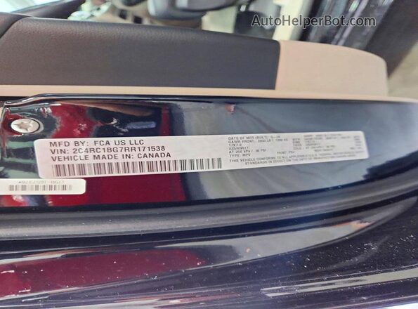 2C4RC1BG7RR171538 2024 CHRYSLER PACIFICA Черный Вид наклейки с VIN-кодом