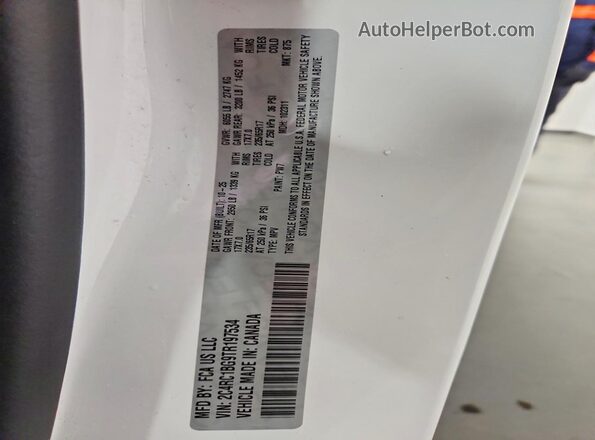2C4RC1BG9TR197534 2026 CHRYSLER PACIFICA White Widok naklejki z numerem VIN