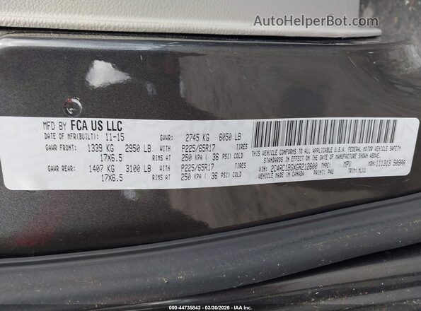 2C4RC1BGXGR212600 2016 CHRYSLER TOWN & COUNTRY Серый Вид подкапотного пространства