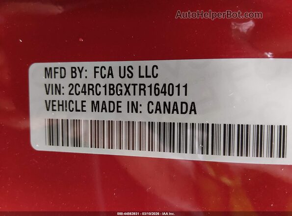 2C4RC1BGXTR164011 2026 CHRYSLER PACIFICA Красный Вид подкапотного пространства