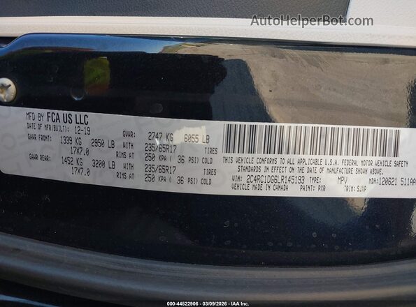 2C4RC1DG6LR145193 2020 CHRYSLER VOYAGER Черный Вид подкапотного пространства
