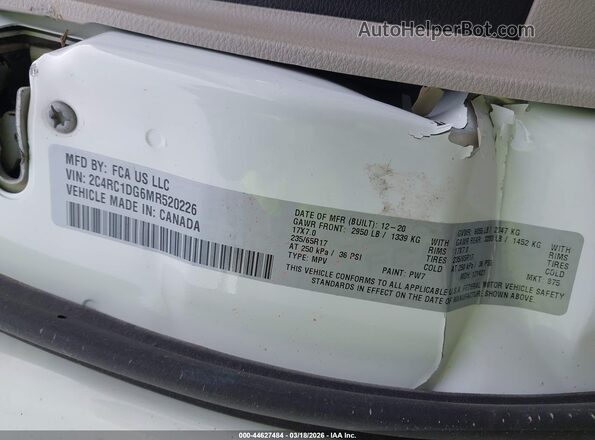 2C4RC1DG6MR520226 2021 CHRYSLER VOYAGER Белый Вид подкапотного пространства