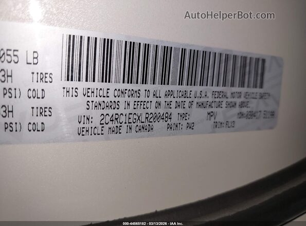 2C4RC1EGXLR200484 2020 CHRYSLER PACIFICA Серый Вид подкапотного пространства