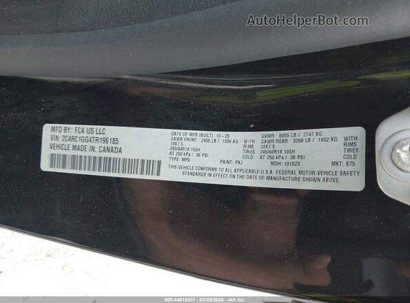 2C4RC1GG4TR196185 2026 CHRYSLER PACIFICA Черный Вид подкапотного пространства