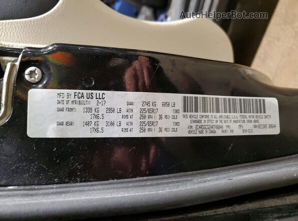 2C4RDGCG2HR706840 2017 DODGE GRAND Black Widok naklejki z numerem VIN