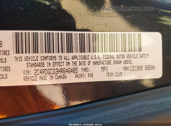 2C4RDGCG3HR646485 2017 DODGE GRAND CARAVAN Черный Вид подкапотного пространства