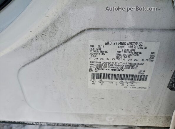 2FMPK3K91JBB45274 2018 FORD EDGE Белый Панорамный вид салона 360°