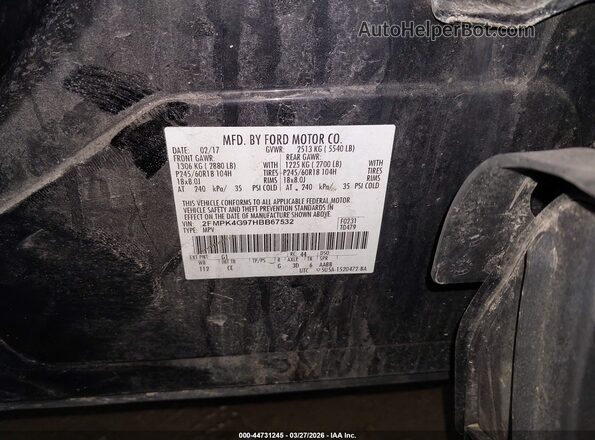 2FMPK4G97HBB67532 2017 FORD EDGE Черный Вид подкапотного пространства