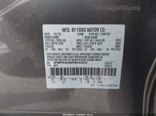 2FMPK4G99PBA43910 2023 FORD EDGE Gray Widok komory silnika