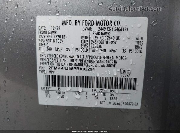 2FMPK4J95PBA02294 2023 FORD EDGE Silver Շարժիչի բաժամունքի տեսք