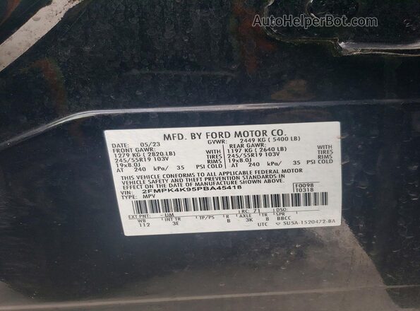 2FMPK4K95PBA45418 2023 FORD EDGE Black Widok wnętrza 360 stopni