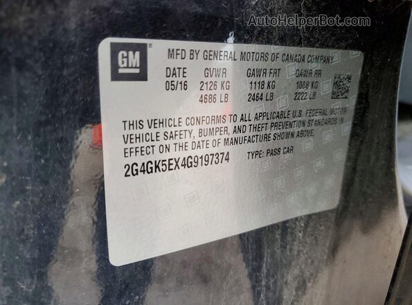 2G4GK5EX4G9197374 2016 BUICK REGAL Угольный Вид подкапотного пространства