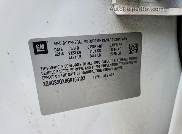 2G4GS5GX6G9168133 2016 BUICK REGAL White Widok komory silnika