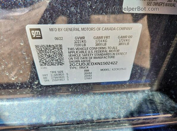 2GCUDJEDXN1502422 2022 CHEVROLET SILVERADO Black Vista del compartimento del motor