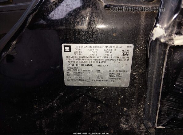 2GNFLEEKXH6241485 2017 CHEVROLET EQUINOX Черный Вид подкапотного пространства