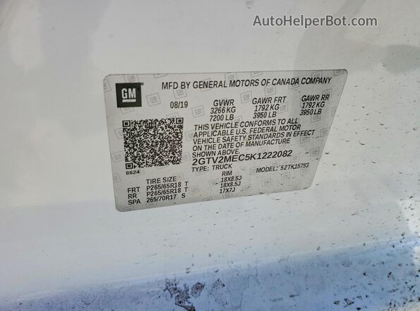 2GTV2MEC5K1222082 2019 GMC SIERRA White Вид підкапотного простору