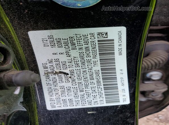 2HGFC2F88MH534862 2021 HONDA CIVIC Black ძრავის განყოფილების ხედი