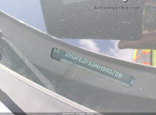 2HGFE2F53NH565759 2022 HONDA CIVIC White 