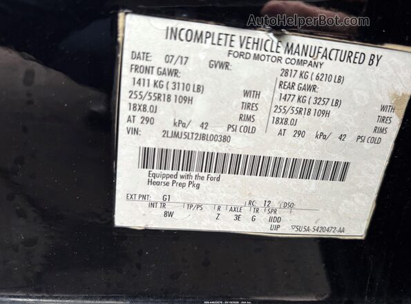 2LJMJ5LT2JBL00380 2018 LINCOLN MKT Черный Вид подкапотного пространства