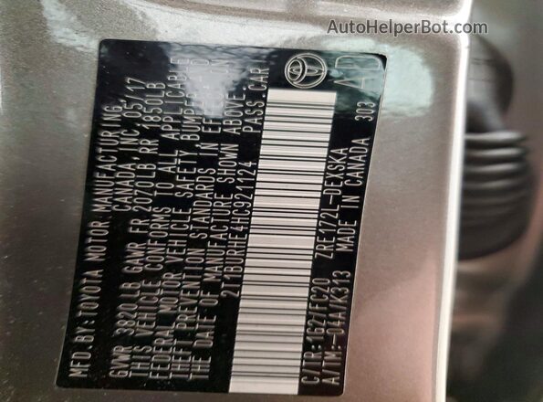 2T1BURHE4HC921124 2017 TOYOTA LL Tan Widok komory silnika