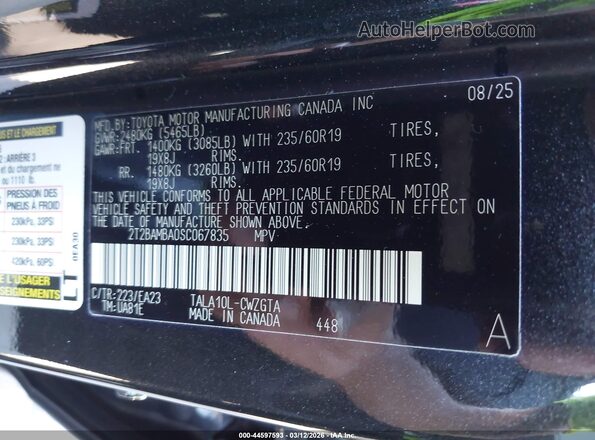 2T2BAMBA0SC067835 2025 LEXUS RX 350 Black Vista del compartimento del motor