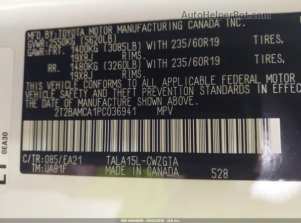2T2BAMCA1PC036941 2023 LEXUS RX 350 White Engine compartment view