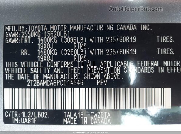 2T2BAMCA6PC014546 2023 LEXUS RX 350 Silver Вид підкапотного простору