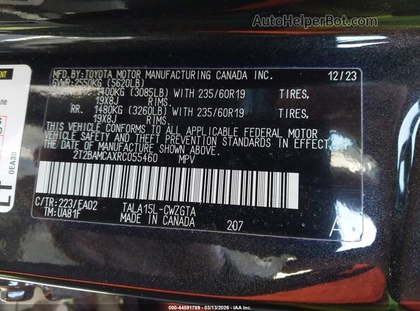 2T2BAMCAXRC055460 2024 LEXUS RX 350 Black Engine compartment view