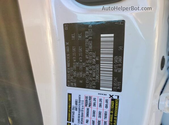 2T2BBMCA1SC080993 2025 LEXUS RX White Widok naklejki z numerem VIN