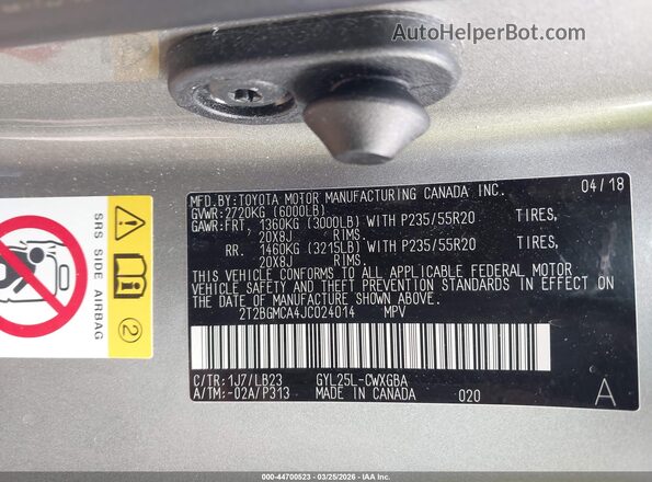 2T2BGMCA4JC024014 2018 LEXUS RX 450H Silver Vista del compartimento del motor