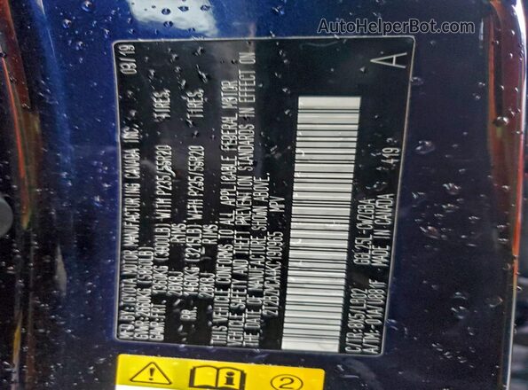 2T2BZMCA4KC190965 2019 LEXUS RX Blue Widok wnętrza 360 stopni