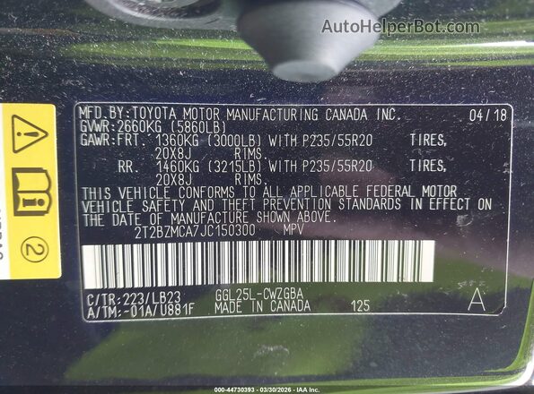 2T2BZMCA7JC150300 2018 LEXUS RX 350 Black Vista del compartimento del motor