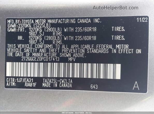 2T2GGCEZ0PC017413 2023 LEXUS NX 350 Beige Widok komory silnika