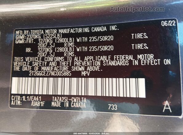 2T2GGCEZ7NC005885 2022 LEXUS NX 350 Black Вид підкапотного простору