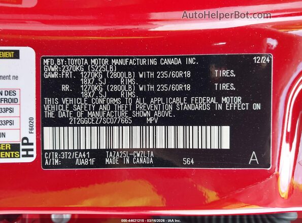 2T2GGCEZ7SC077665 2025 LEXUS NX 350 Red Widok komory silnika