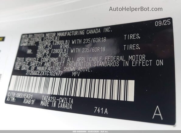 2T2GGCEZXTC102477 2026 LEXUS NX 350 White Вид підкапотного простору