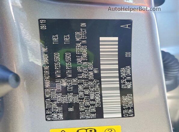 2T2HGMDA3LC044217 2020 LEXUS RX Серый Панорамный вид салона 360°