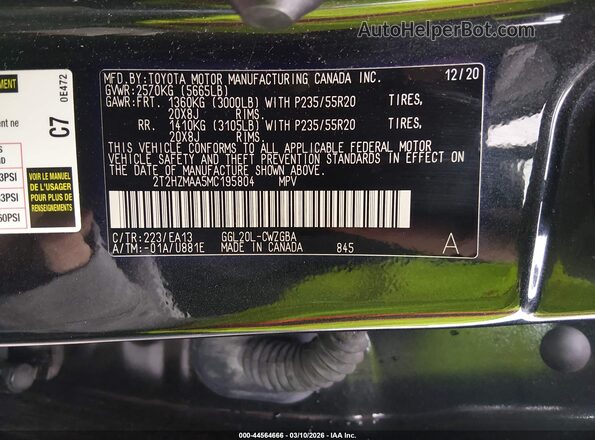 2T2HZMAA5MC195804 2021 LEXUS RX 350 Black Vista del compartimento del motor