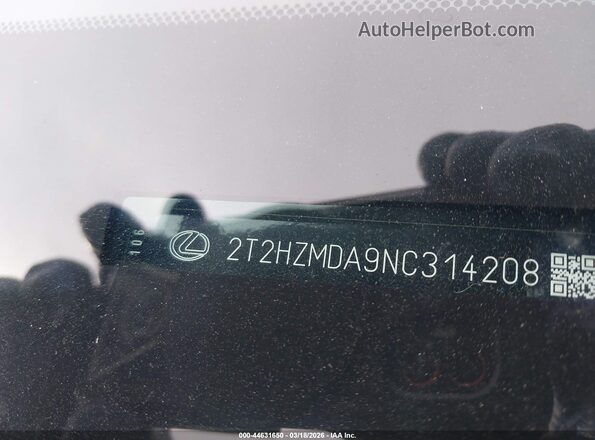 2T2HZMDA9NC314208 2022 LEXUS RX 350 Черный 