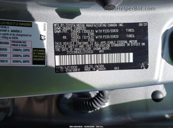 2T2YZMDA0LC255630 2020 LEXUS RX 350 Серый Вид подкапотного пространства