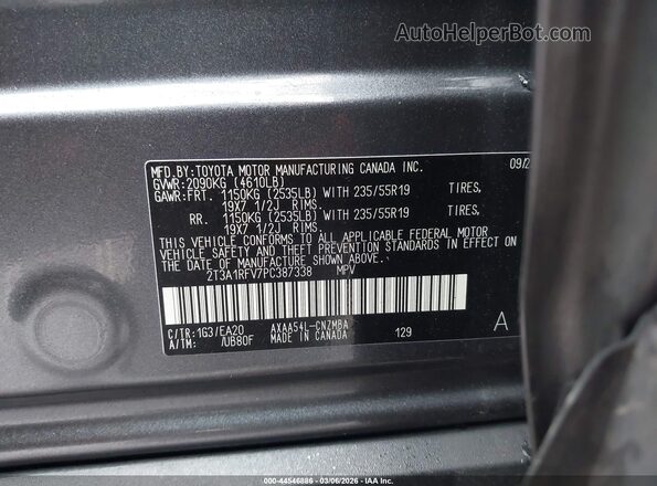2T3A1RFV7PC387338 2023 TOYOTA LE Серый Вид подкапотного пространства