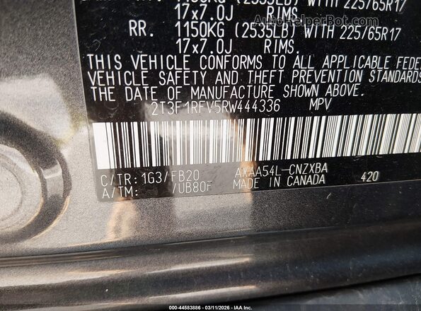 2T3F1RFV5RW444336 2024 TOYOTA LE Gray Вид підкапотного простору