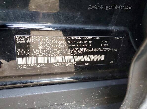 2T3UWRFV9PW182407 2023 TOYOTA RAV4 Черный Вид подкапотного пространства