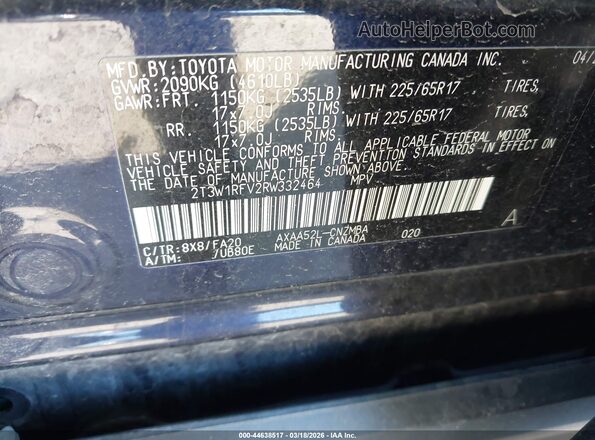2T3W1RFV2RW332464 2024 TOYOTA LE Черный Вид подкапотного пространства